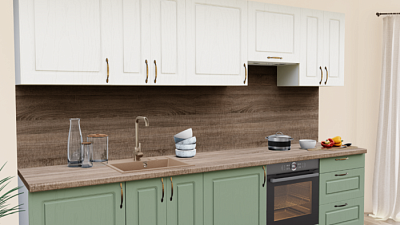 Кухня на заказ Эмаль облачная - Эмаль лесная